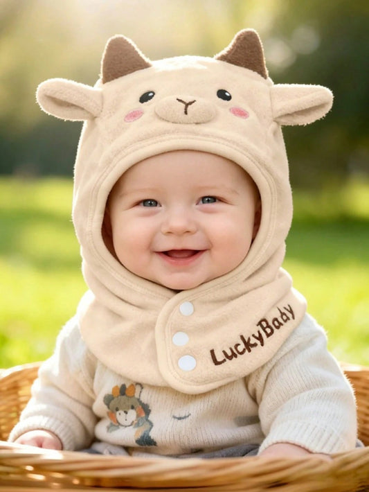Woolen Knit Hat Plush Hat Children Scarf Integrated