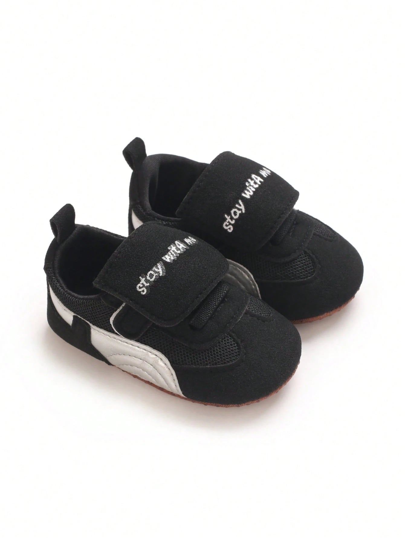 Infant Sneakers With English Embroidery, Hook & Loop Closure