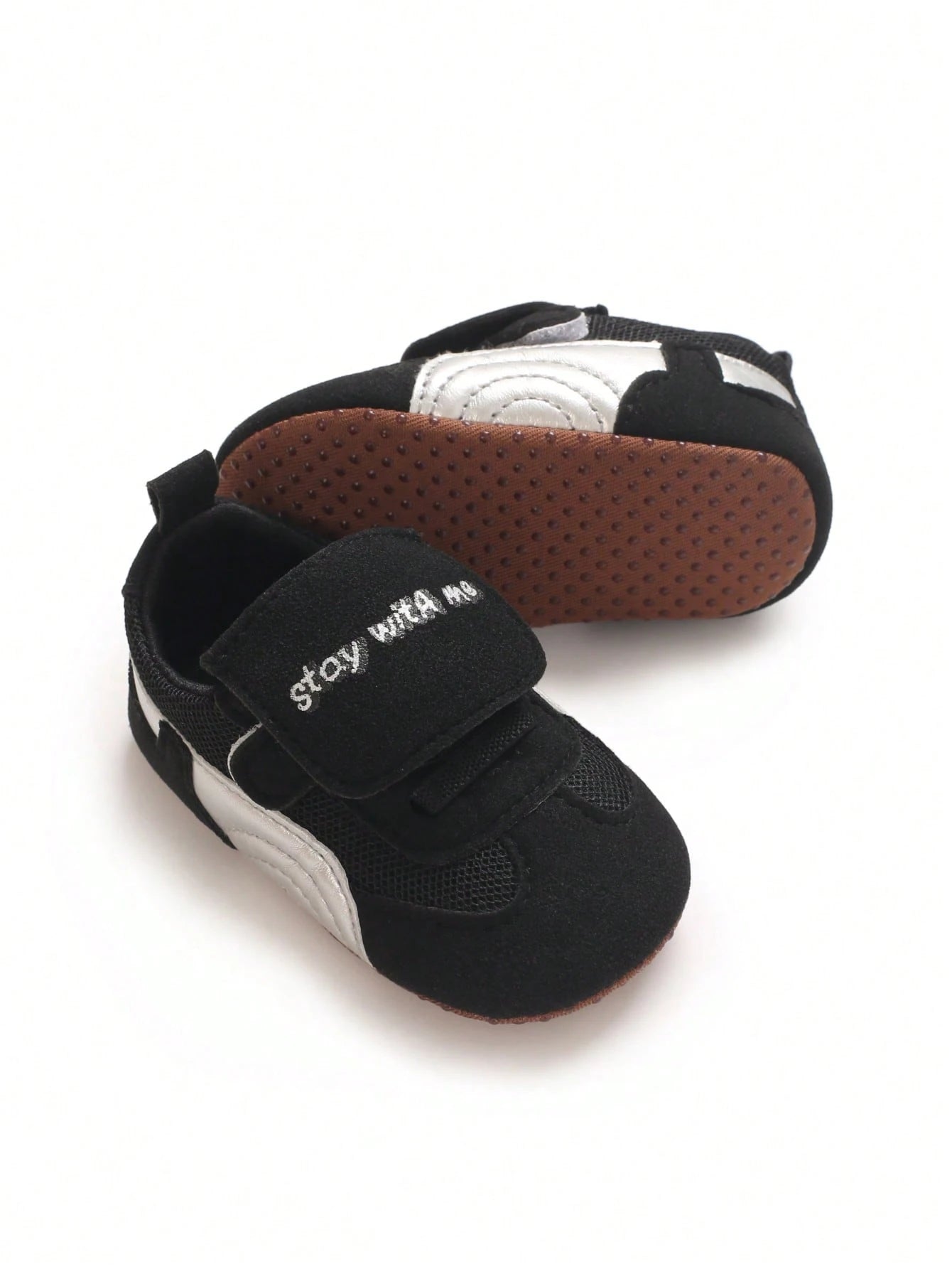 Infant Sneakers With English Embroidery, Hook & Loop Closure