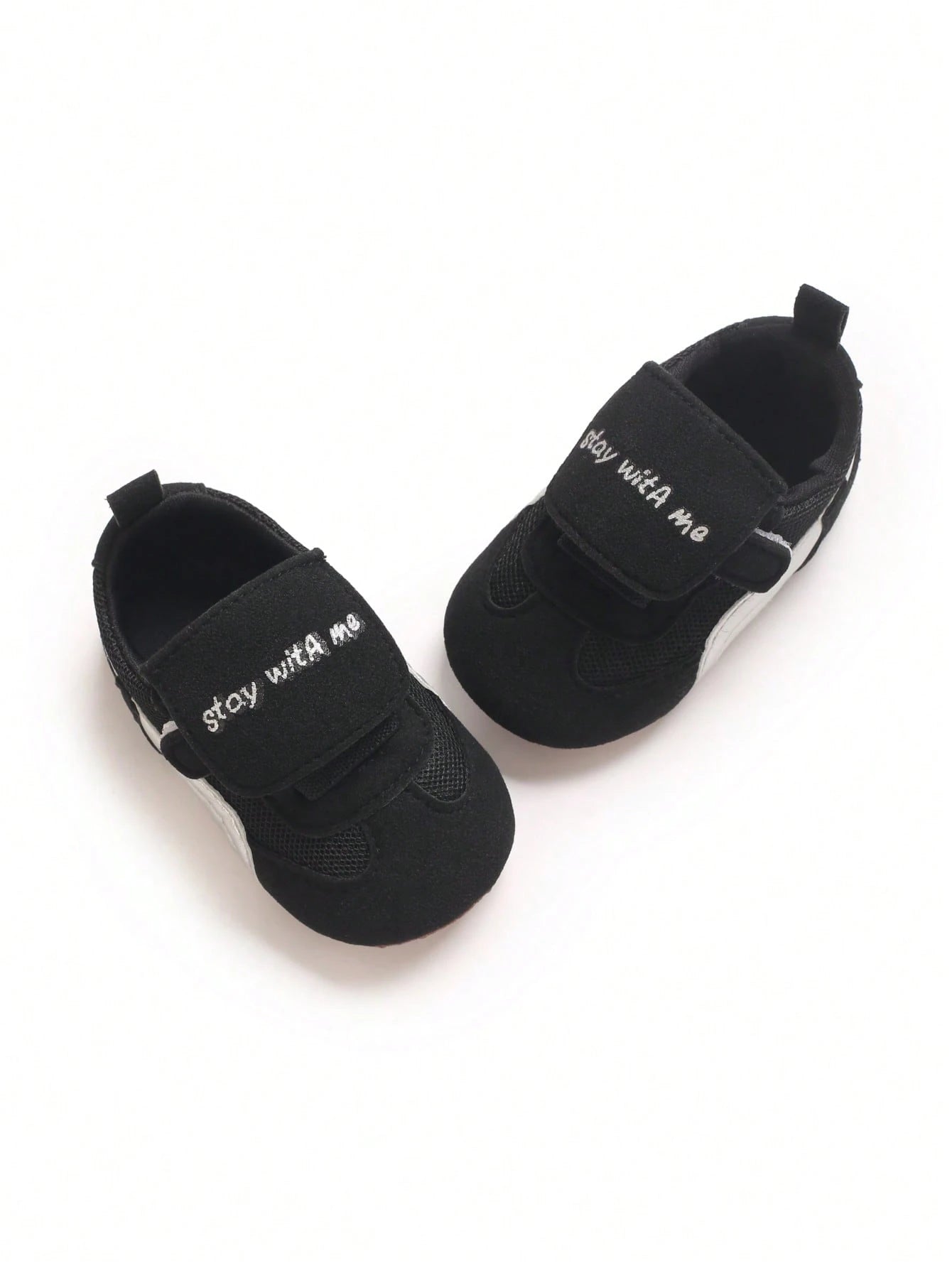Infant Sneakers With English Embroidery, Hook & Loop Closure
