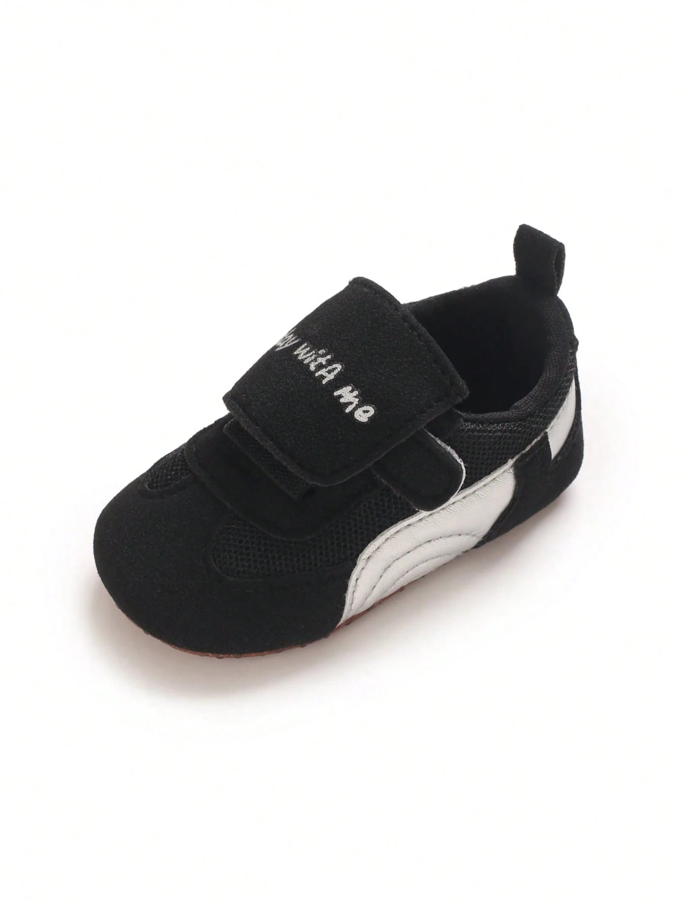 Infant Sneakers With English Embroidery, Hook & Loop Closure