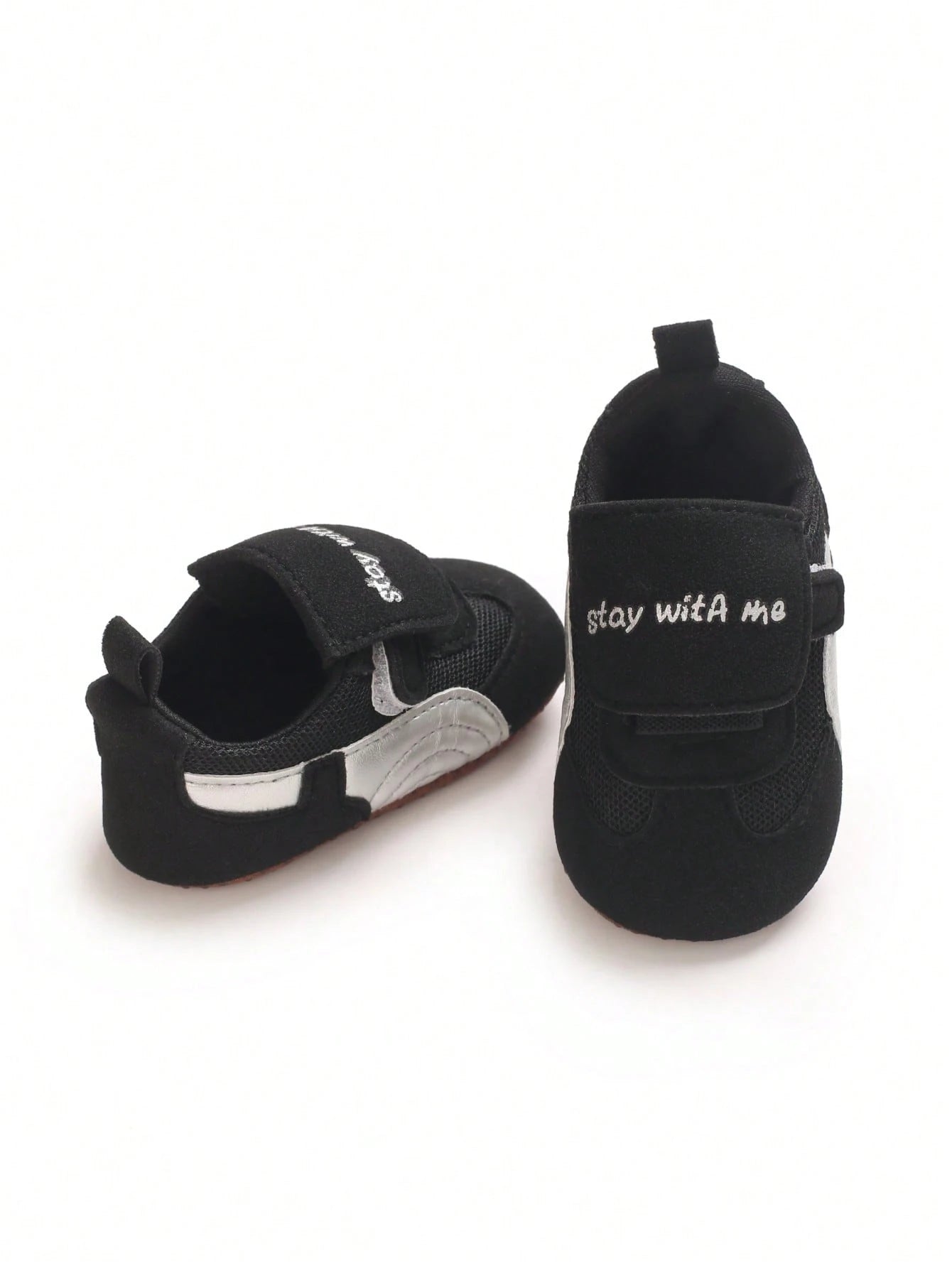 Infant Sneakers With English Embroidery, Hook & Loop Closure