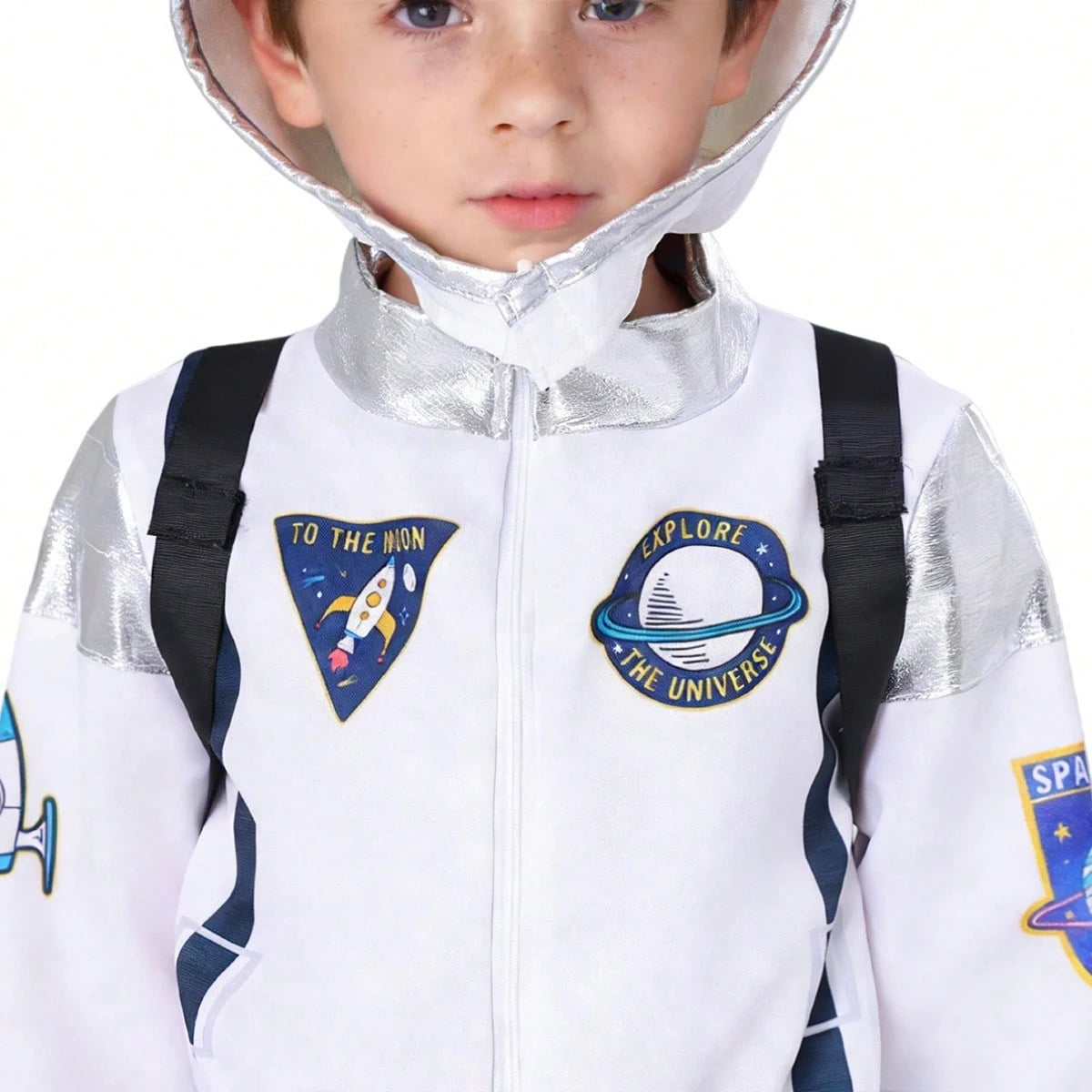Children's Deluxe Astronaut Costume, Unisex White Jumpsuit With Helmet And Backpack