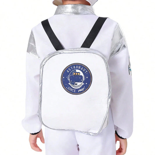 Children's Deluxe Astronaut Costume, Unisex White Jumpsuit With Helmet And Backpack