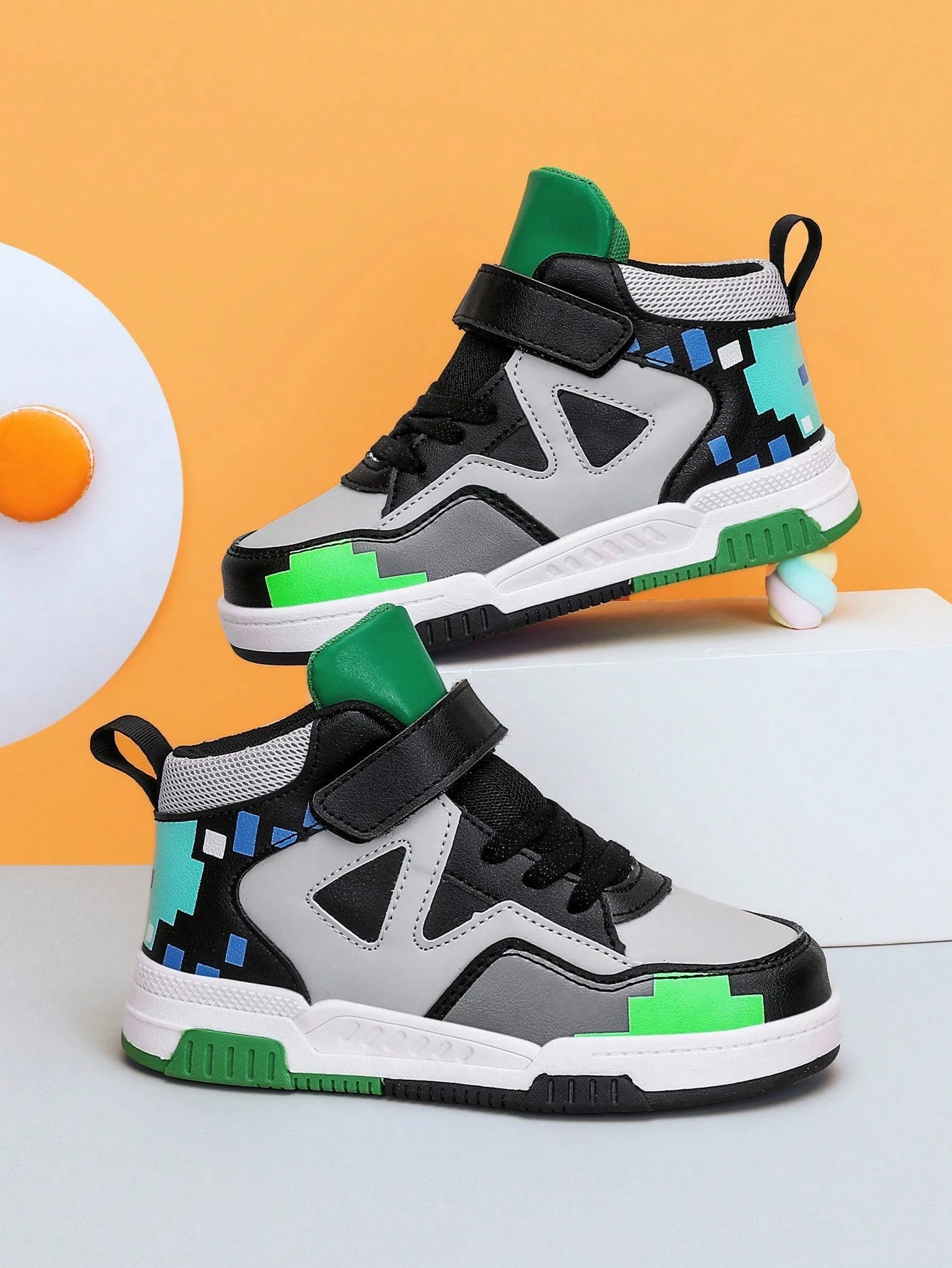 Mid-Top Canvas Sneakers, Non-Slip Sole Design