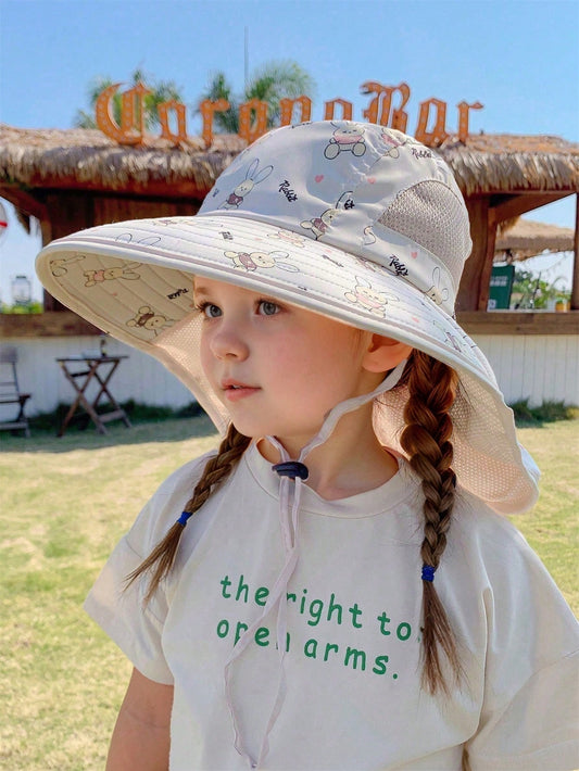 Mummy & Mee Wide Brim Beach Anti-UV Bucket Hat Beige