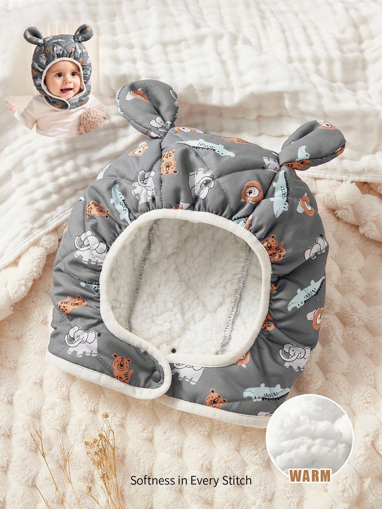 Cozy Pixies 1-Pack Of Extra-Thick Quilted Baby Hat With Fleece Lining Multicolor One-Size