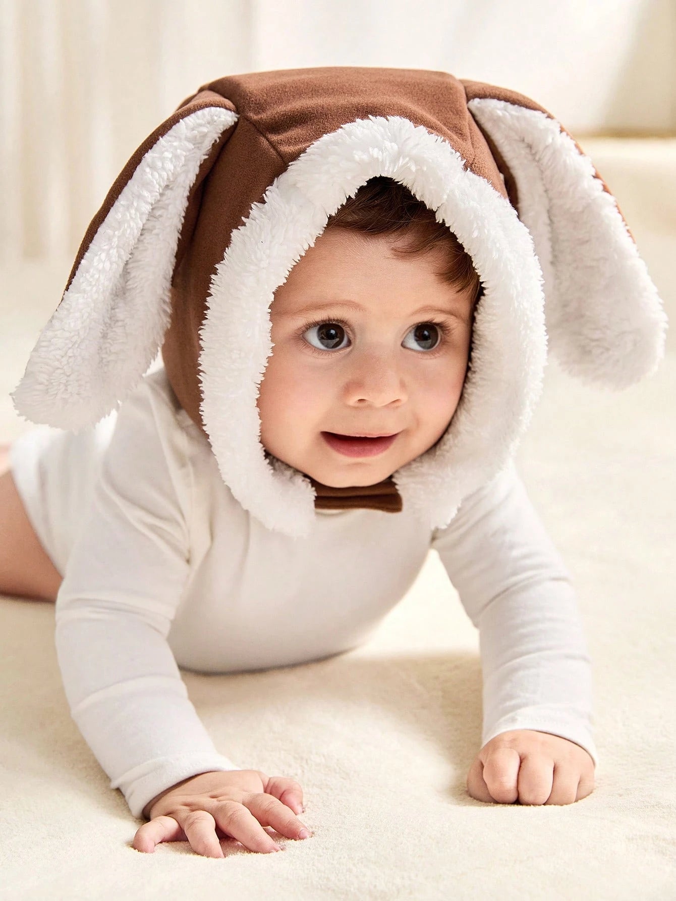 Cozy Pixies 1-Pack Of Thickened Cute Rabbit Ear Baby Hat Coffee One-Size