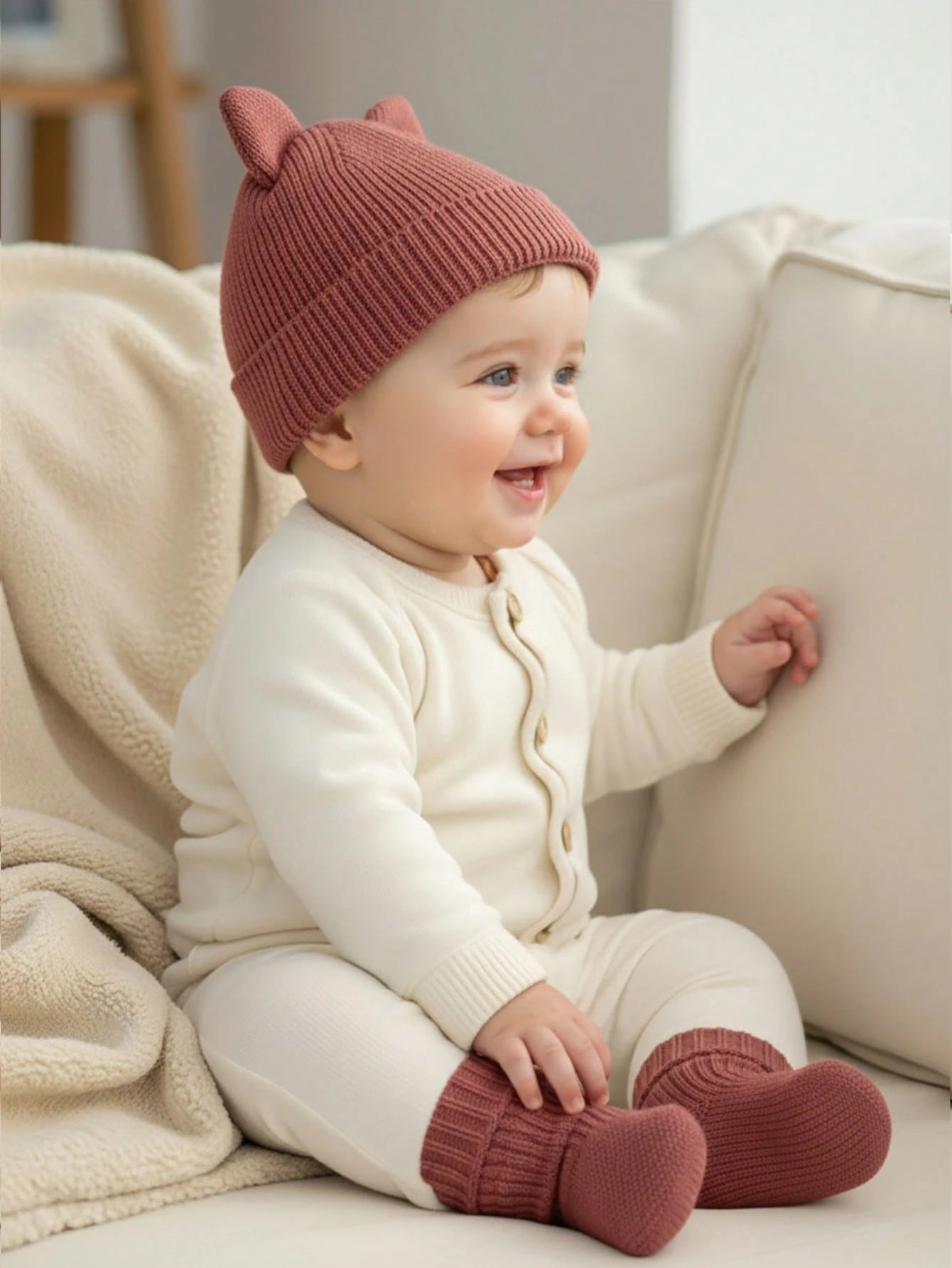 Cozy Pixies 1Pc Red Bow Christmas Beret Hat