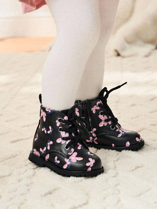 Fashion Cute Pastoral Butterfly Design Comfortable Durable Baby Girl Ankle Boots
