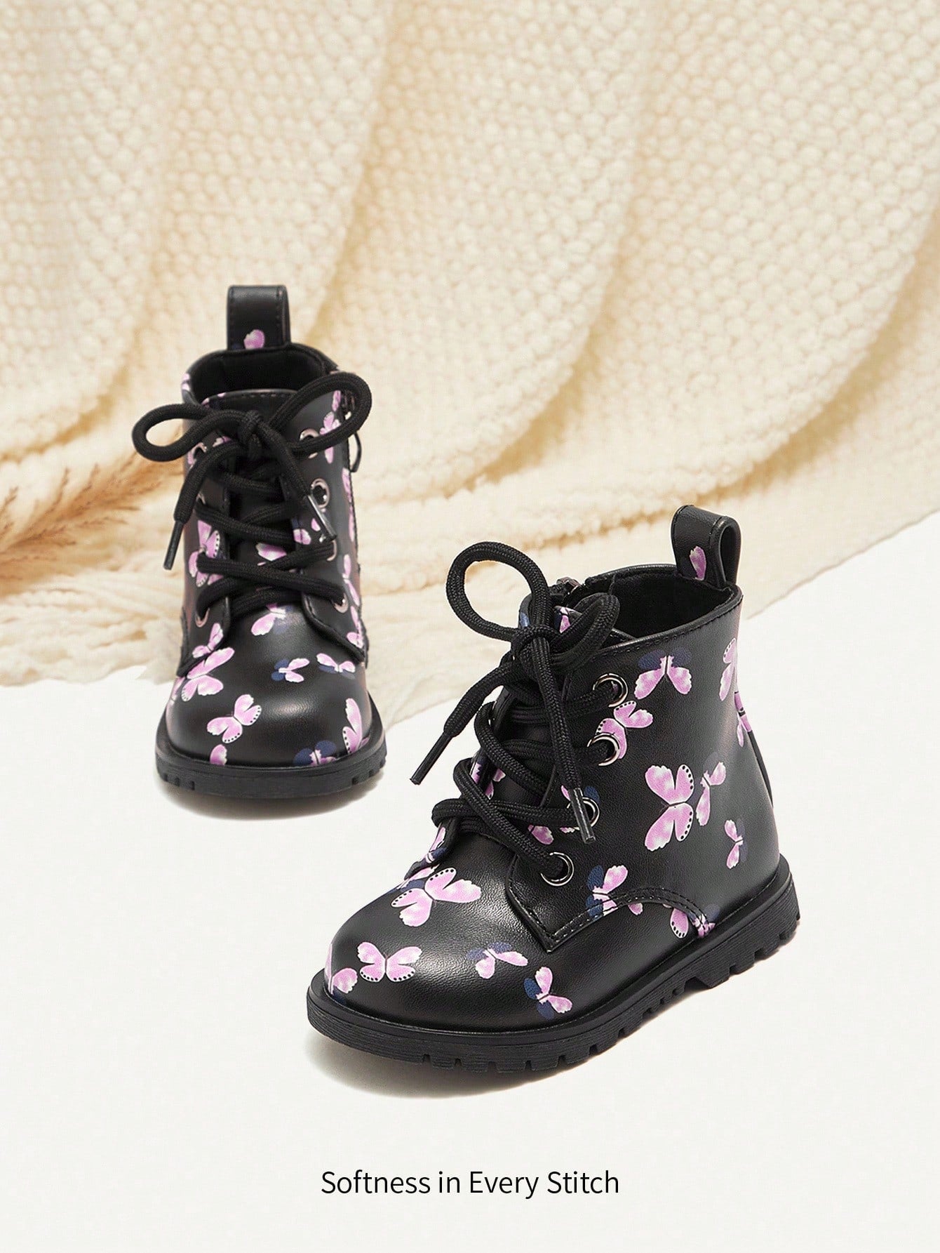 Fashion Cute Pastoral Butterfly Design Comfortable Durable Baby Girl Ankle Boots
