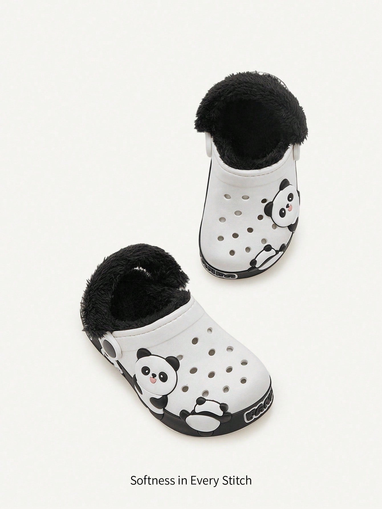 Cozy Pixies 1 Pair Cartoon Panda Design Warm Plush Anti-Slip Indoor Slippers