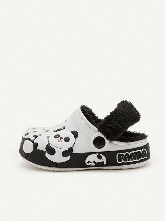 Cozy Pixies 1 Pair Cartoon Panda Design Warm Plush Anti-Slip Indoor Slippers