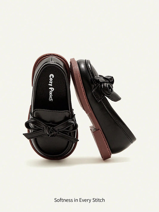 Cozy Pixies 1 Pair Cute Comfortable Black Casual Flats With Bow Decor