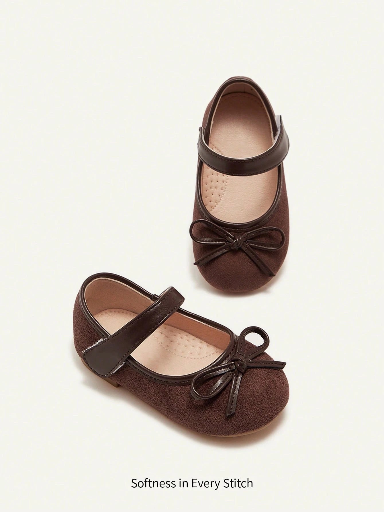 Floral Bow Decor Suede Princess Flat Shoes For Girls