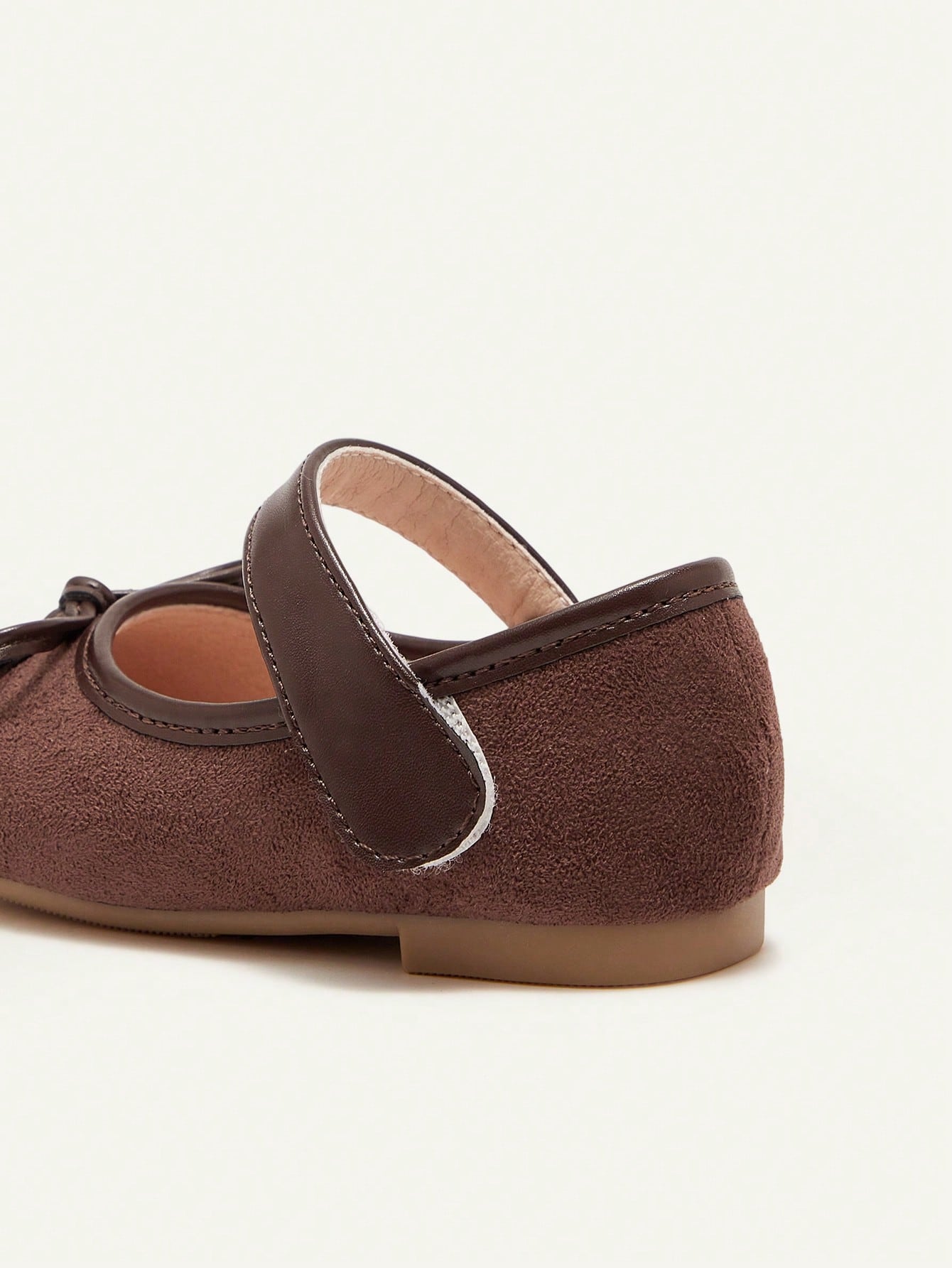 Floral Bow Decor Suede Princess Flat Shoes For Girls