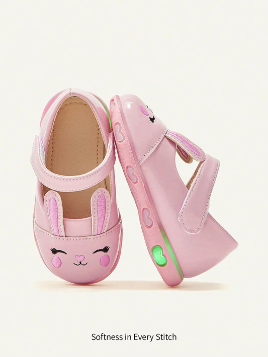 Cozy Pixies 1 Pair Glossy Pink Bunny Shoes With 3D Rabbit Ear
