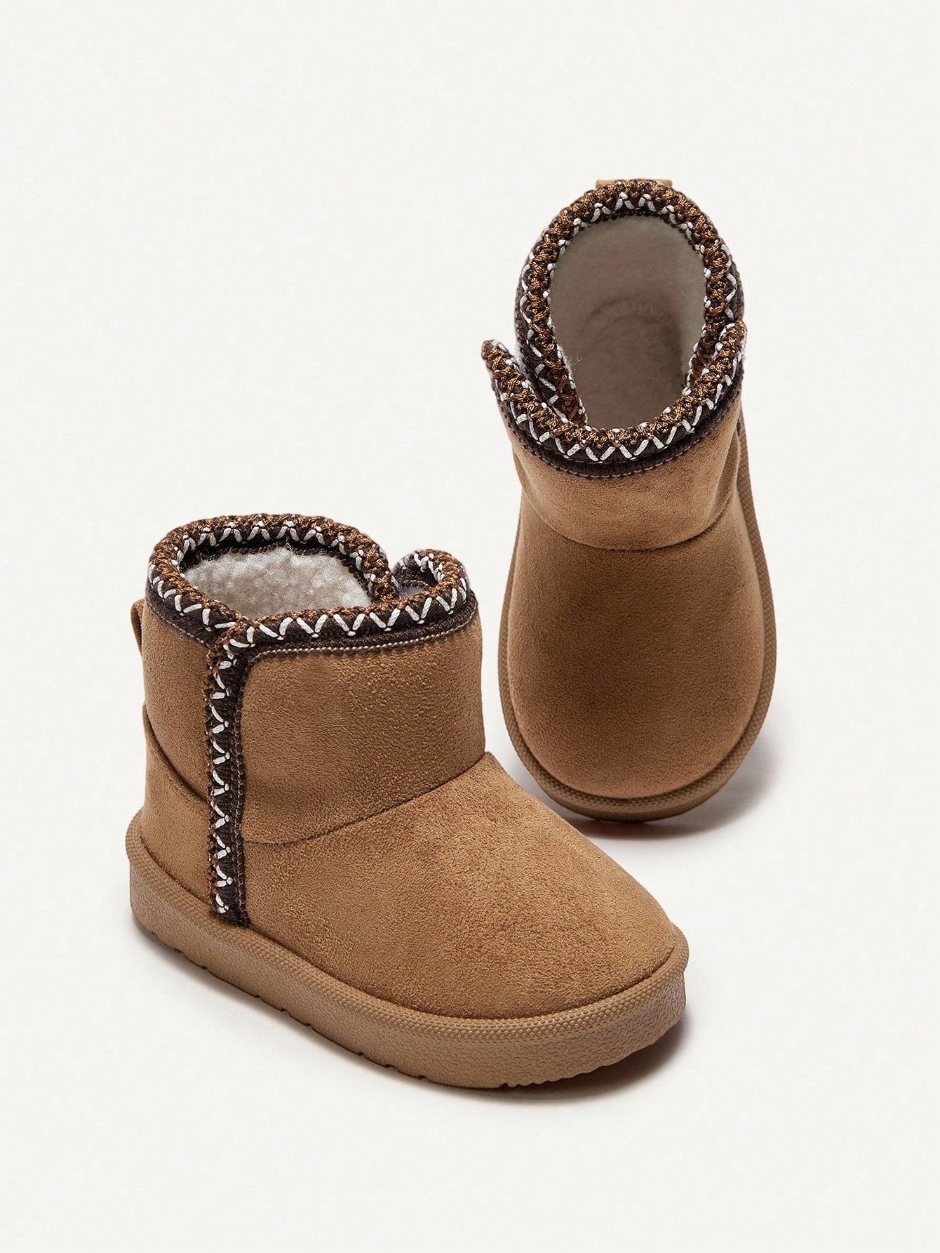 1 Pair Kids' Knitted Fashionable Urban Hook And Loop Thermal Snow Boots