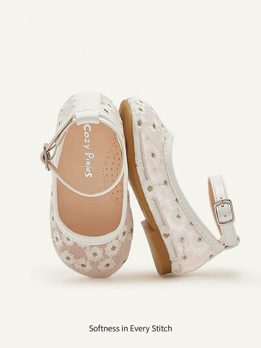 Cozy Pixies 1 Pair Spring/Summer Lace Cute Wedding Party Net Flat Princess Shoes For Girls