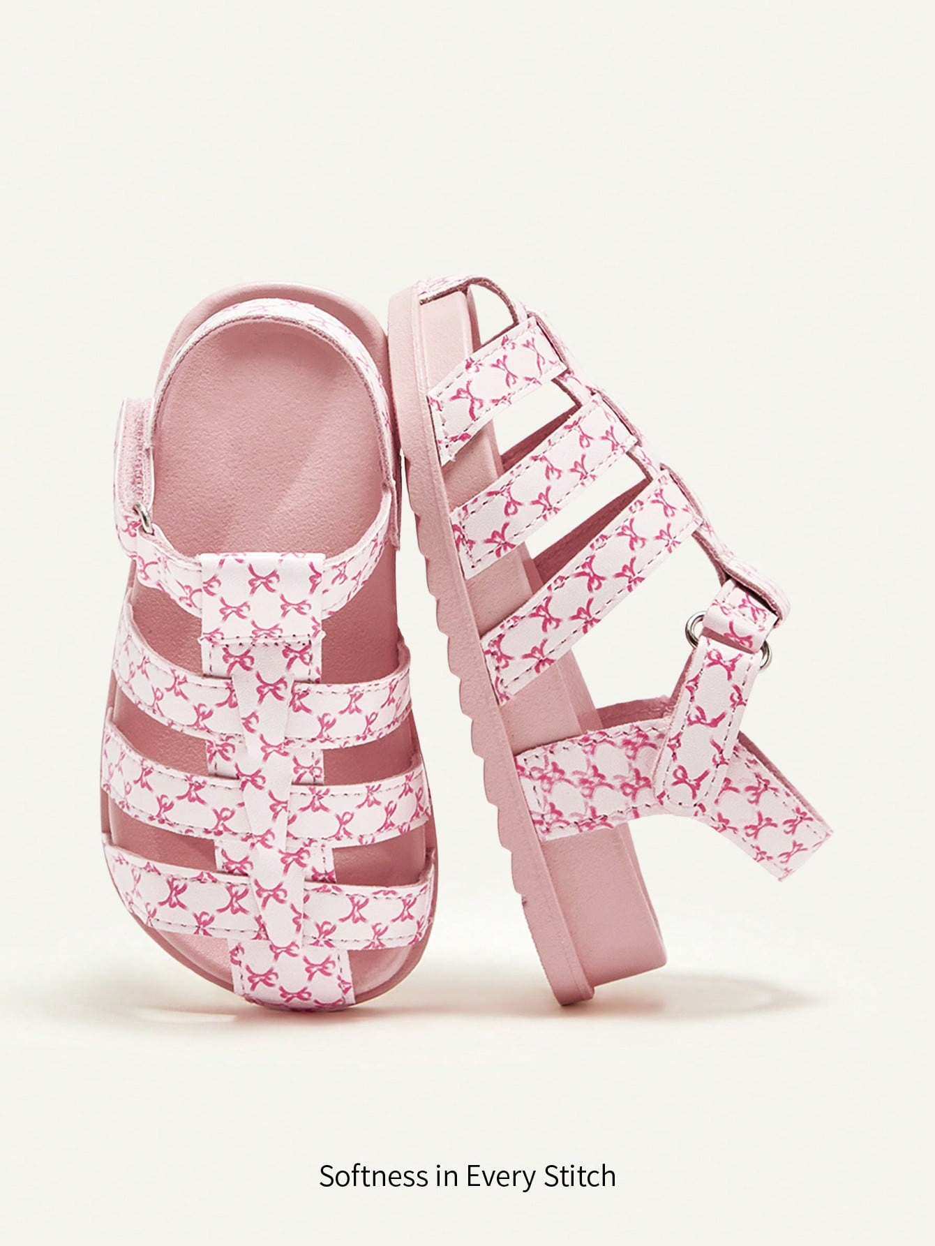 Lightweight Closed Toe Pink Princess Style Bow Infant Flat Sandals