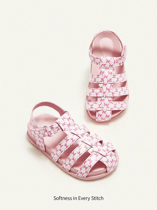 Lightweight Closed Toe Pink Princess Style Bow Infant Flat Sandals