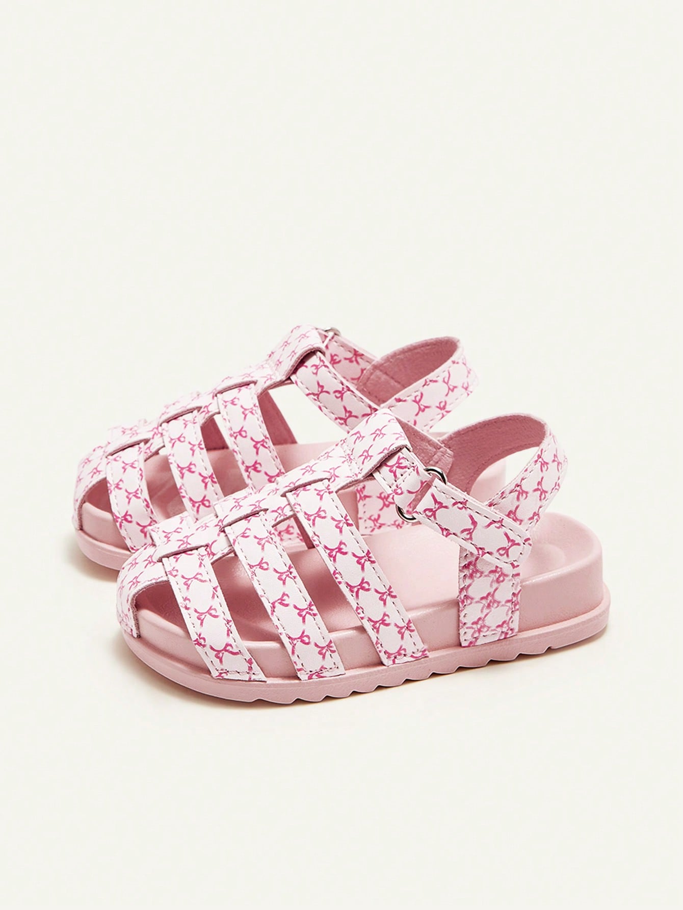 Lightweight Closed Toe Pink Princess Style Bow Infant Flat Sandals