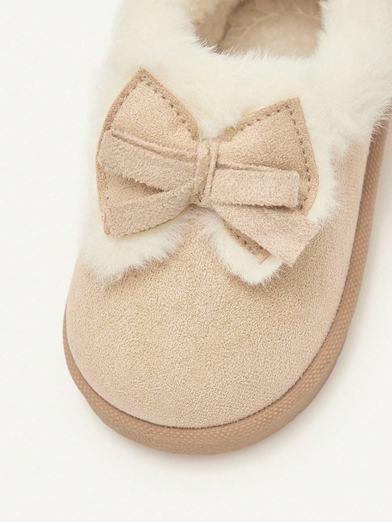 1 Pair Toddler Girls' Bow Decor Camel Color Fashion Warm Lined Winter Slipper