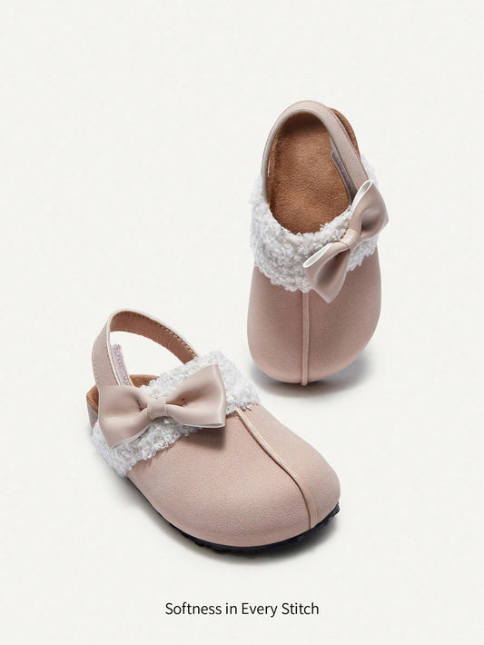 1 Pair Vintage Fashion Versatile Casual Cute Big Bow Decor Flat Sandals Pink