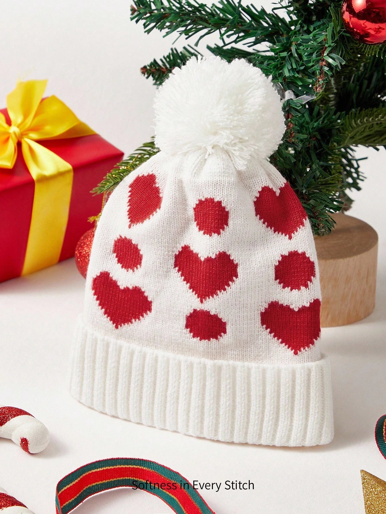 Cozy Pixies 1 Pc Christmas Love Baby Knitted Hat Red