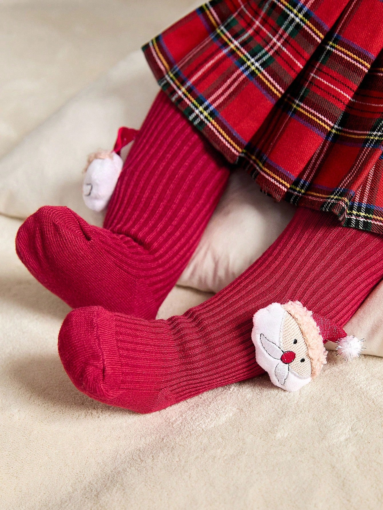 Cozy Pixies 1 Piece Girls Christmas Decoration Solid Color Tights