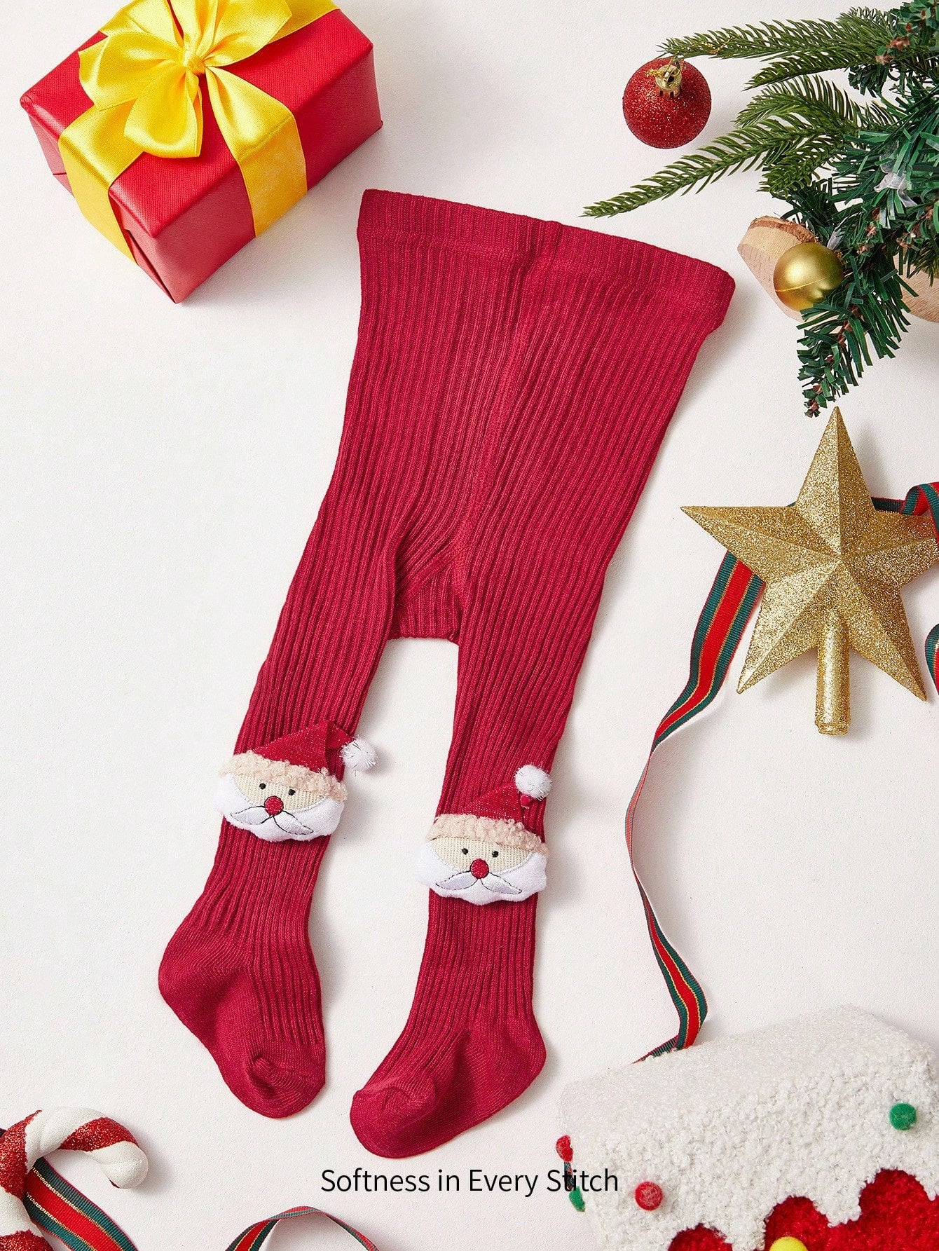 Cozy Pixies 1 Piece Girls Christmas Decoration Solid Color Tights