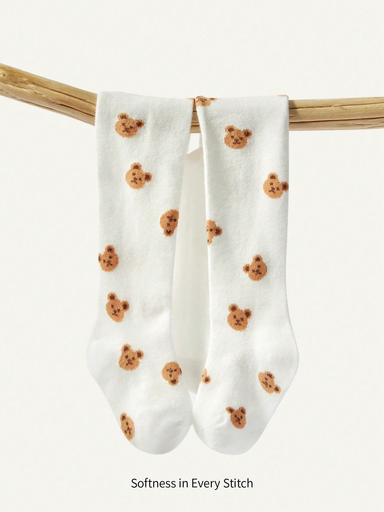 Cozy Pixies 1 Piece Of White Bear Pattern Baby Girl Leggings White