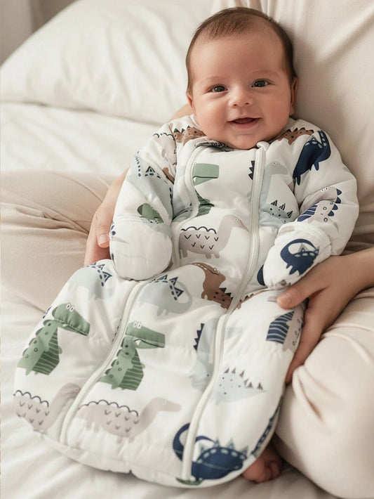 1pc Baby Sleeping Bag, Dinosaur Print Thick & Warm