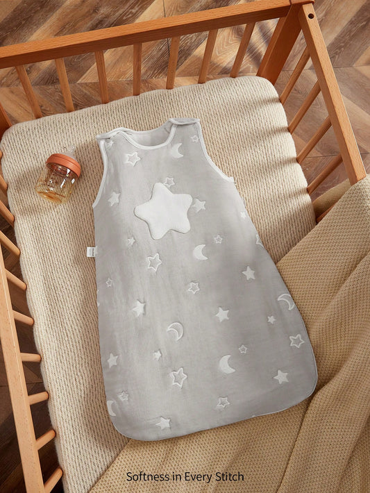 Cozy Pixies 1pc Oeko-Tex Certified Infant Star & Moon Jacquard Soft Cotton Sleeping Bag Multicolor