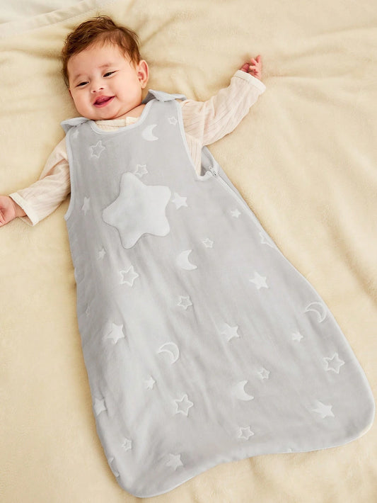 Cozy Pixies 1pc Oeko-Tex Certified Infant Star & Moon Jacquard Soft Cotton Sleeping Bag