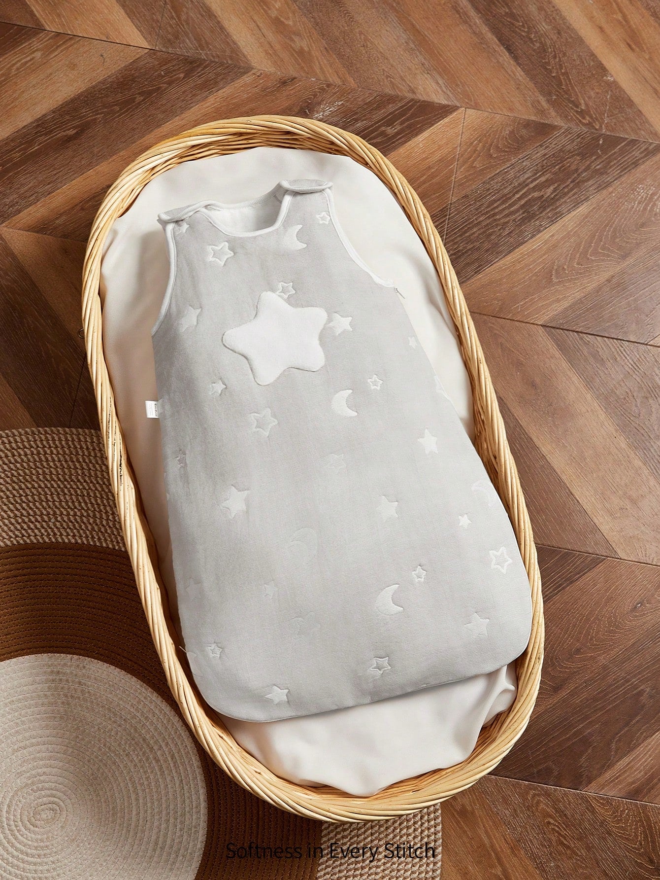 Cozy Pixies 1pc Oeko-Tex Certified Infant Star & Moon Jacquard Soft Cotton Sleeping Bag