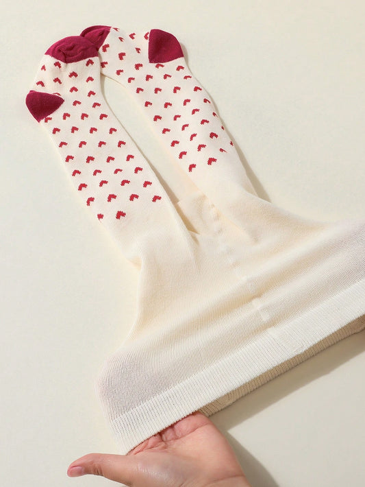 Cozy Pixies 1pc Pink Heart Pattern Baby Girl Tights