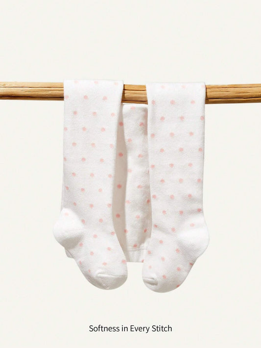 Cozy Pixies 1pc White Polka Dot Tights Multicolor