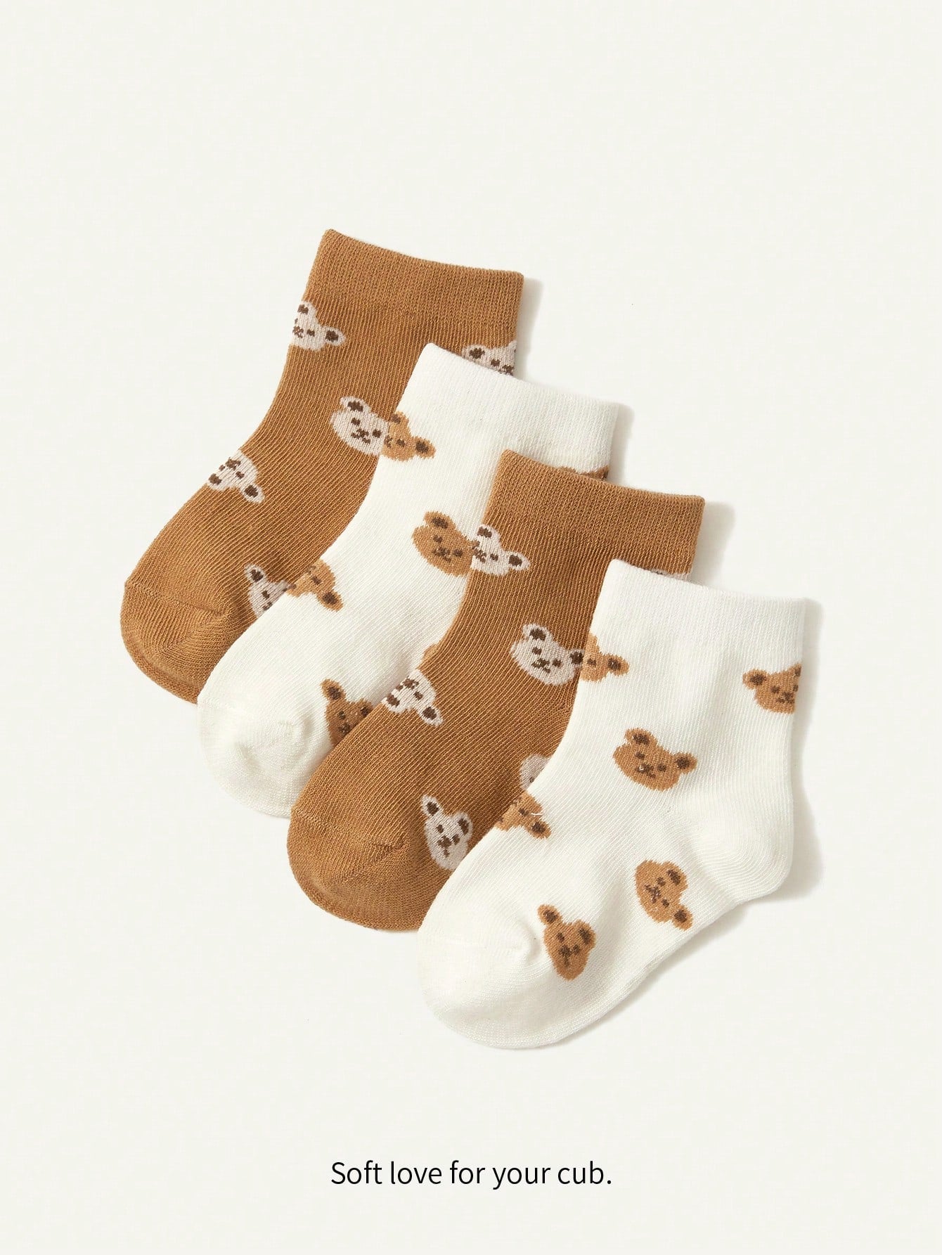 2 Pairs Cute Bear Jacquard Cotton Socks Multicolor