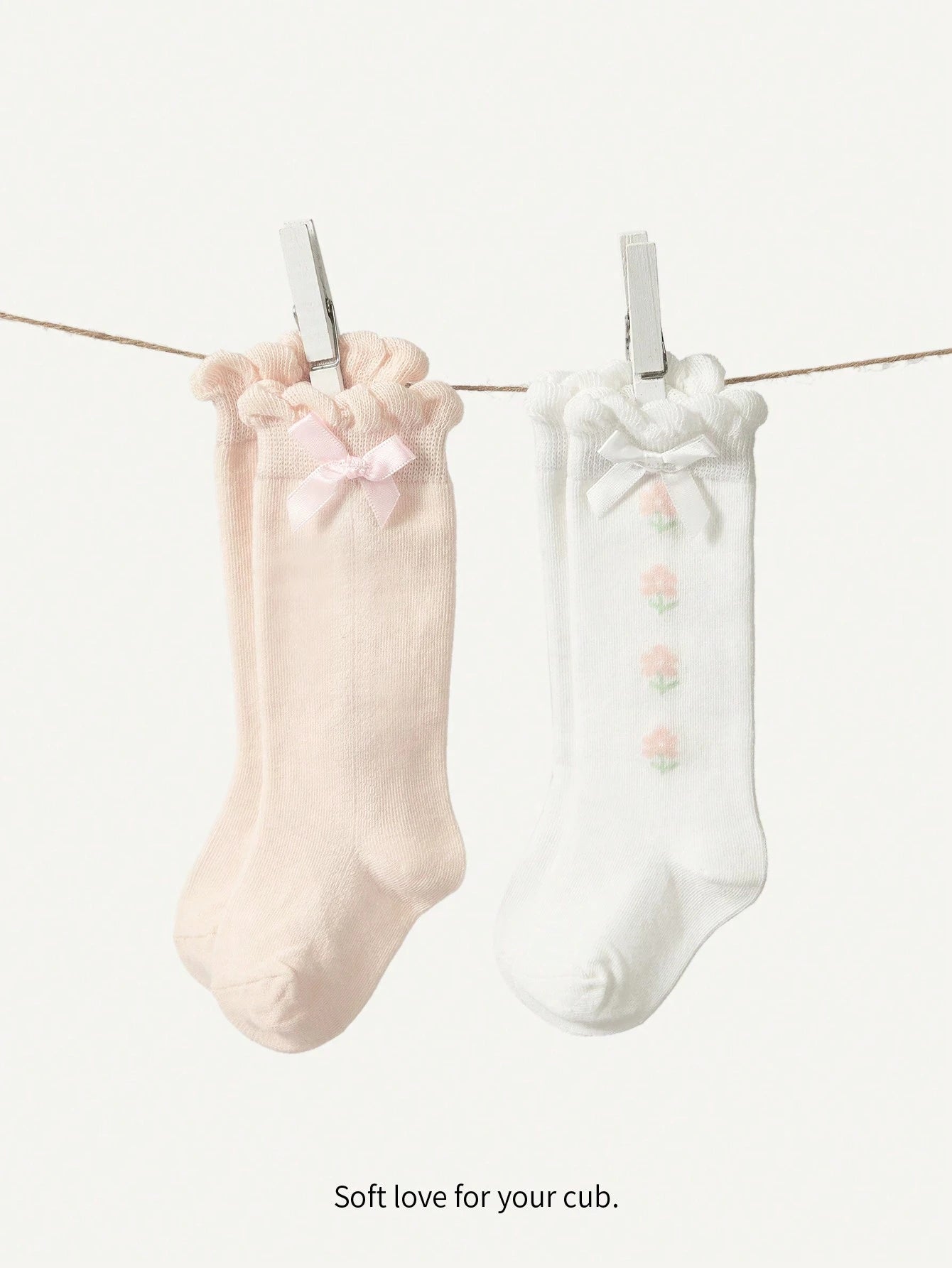 Cozy Pixies 2pairs/Set Adorable Floral Pattern Over Knee Socks With Bowknot