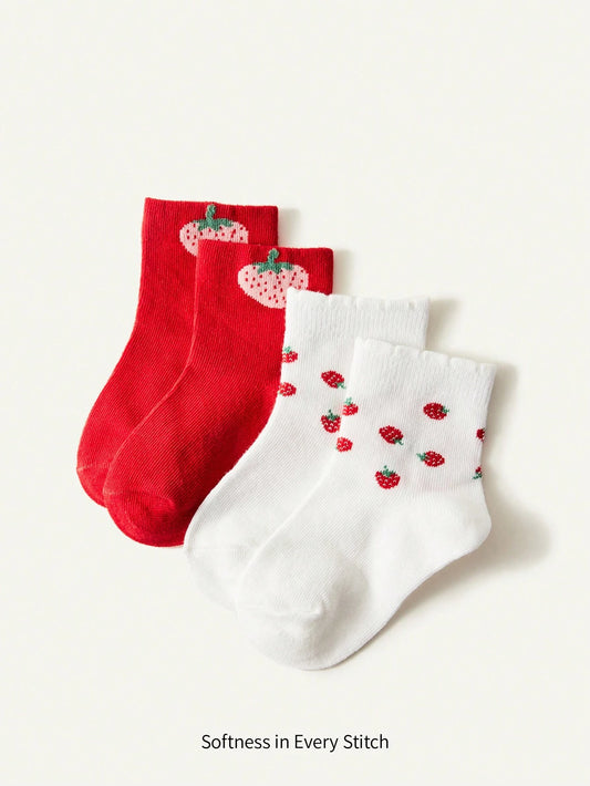 Cozy Pixies 2pairs Cute Rabbit & Mushroom Design Baby Lace Sock Multicolor 2