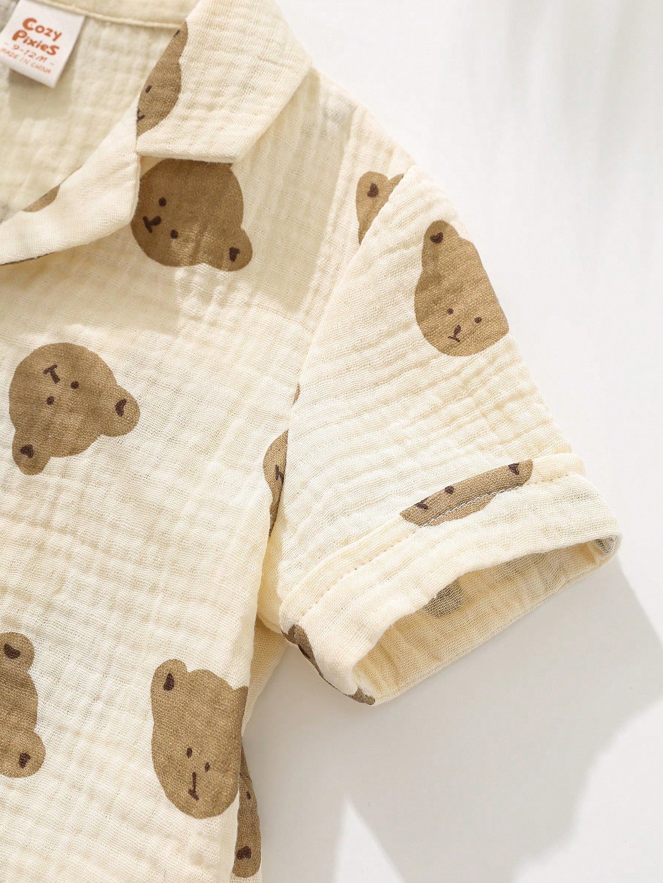 Graphic Lapel Collar Short Sleeve Cardigan Top And Shorts Set