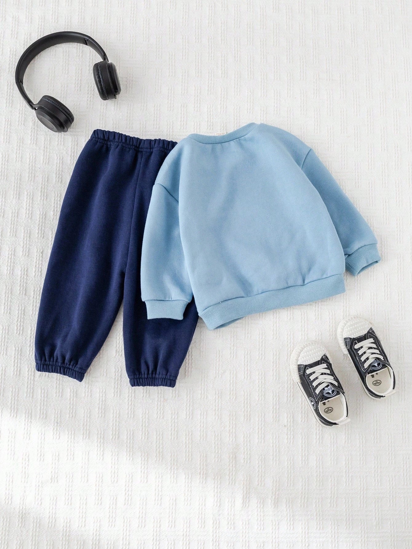 Baby Boy Letter Print Soft Knit Crew Neck Raglan Sleeve Pullover Sweatshirt And Elastic Waist Jogger Pants