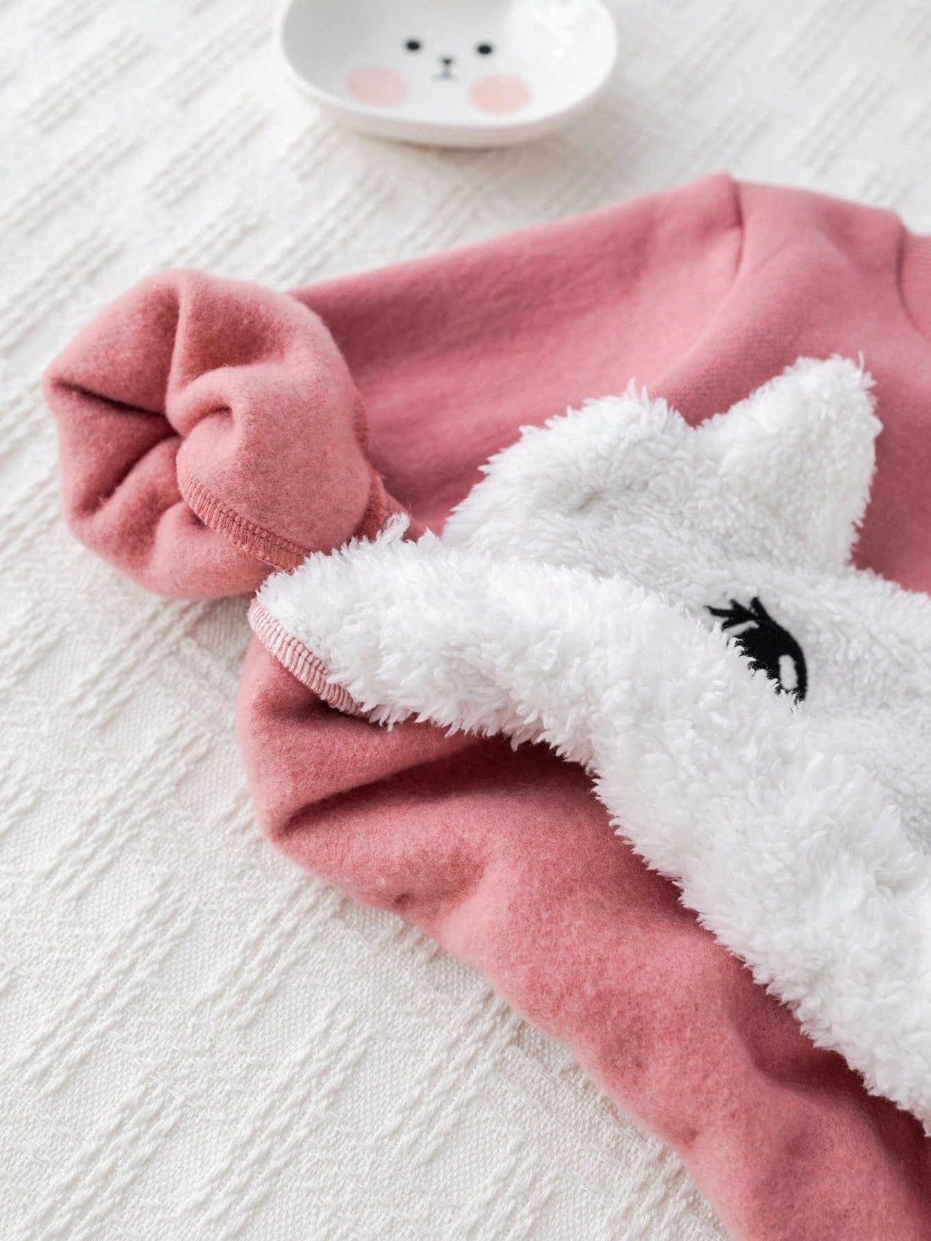 Baby Girl Cartoon Cat Patchwork Soft Knit Crew Neck Long Sleeve Sweatshirt And Elastic Waist Pants