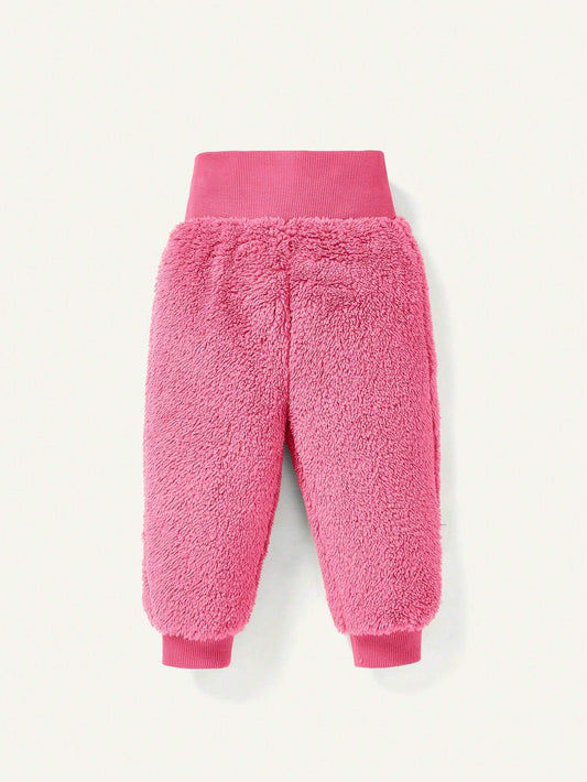 2pcs Baby Girl Hooded Fleece Jacket And Thick Pants Set