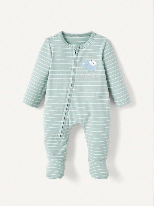 Baby Boy Cartoon Pattern Round Neck Long Sleeve Romper And Pants-S