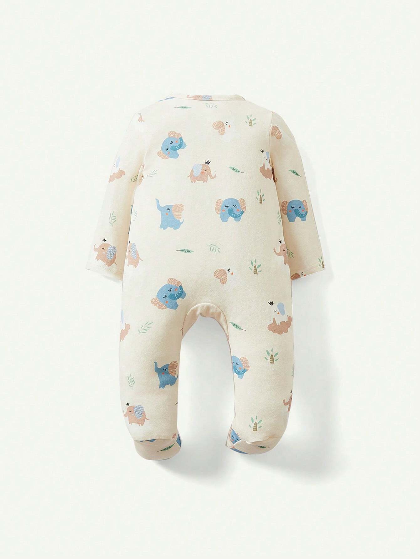Cozy Pixies Newborn Baby Boy Cartoon Pattern Round Neck Long Sleeve Romper And Pants Set Matching Set