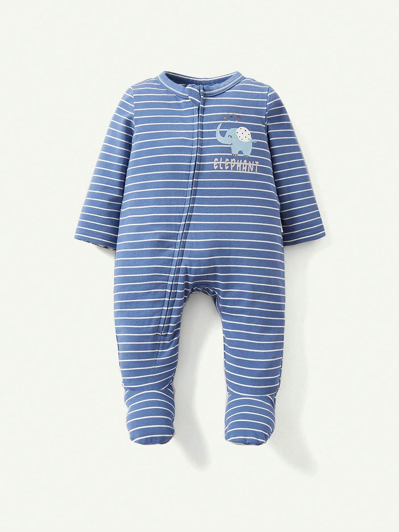 Cozy Pixies Newborn Baby Boy Cartoon Pattern Round Neck Long Sleeve Romper And Pants Set Matching Set