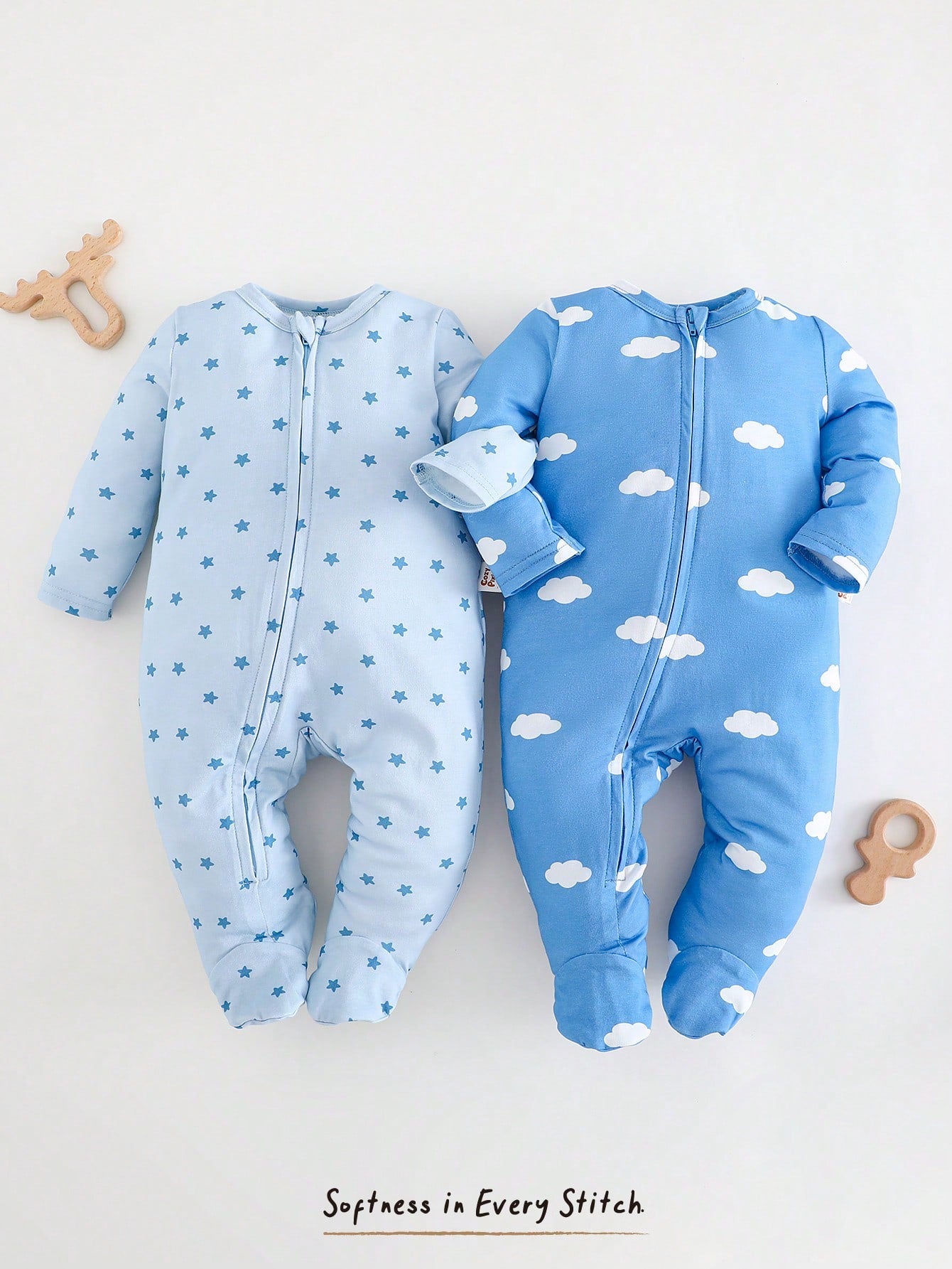 Newborn Baby Boy/Girl Star Print Knitted Soft Round Neck Long Sleeve Romper