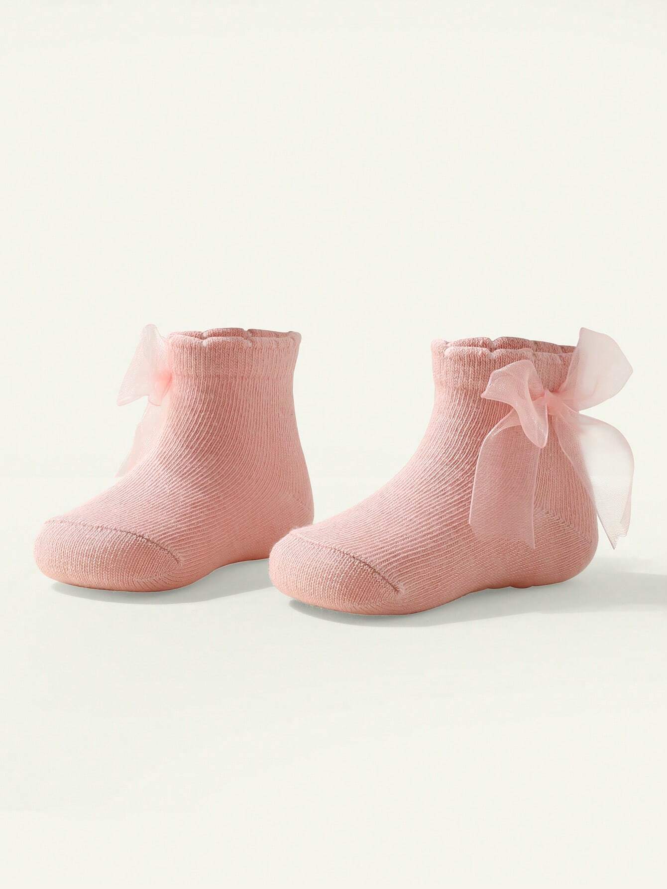 Cozy Pixies 3 Pairs Basic Solid Color Bow Decor Girls Mid-Calf Socks